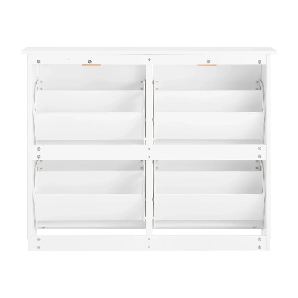 SoBuy Scarpiera Slim da Ingresso con 4 ante e 8 scomparti Salvaspazio Bianco 104x23x82cm FSR186-W