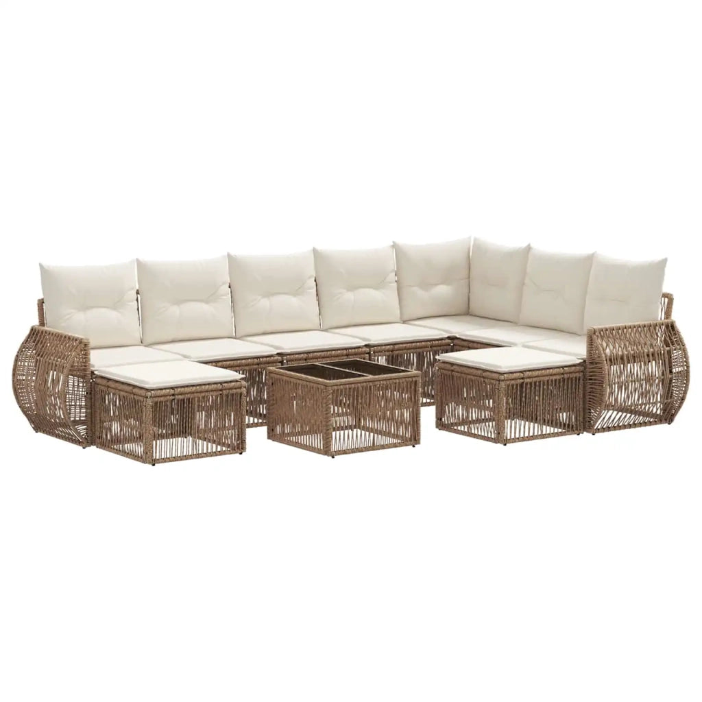 Set Divano da Giardino 10 pcs Beige polyrattan 3435609