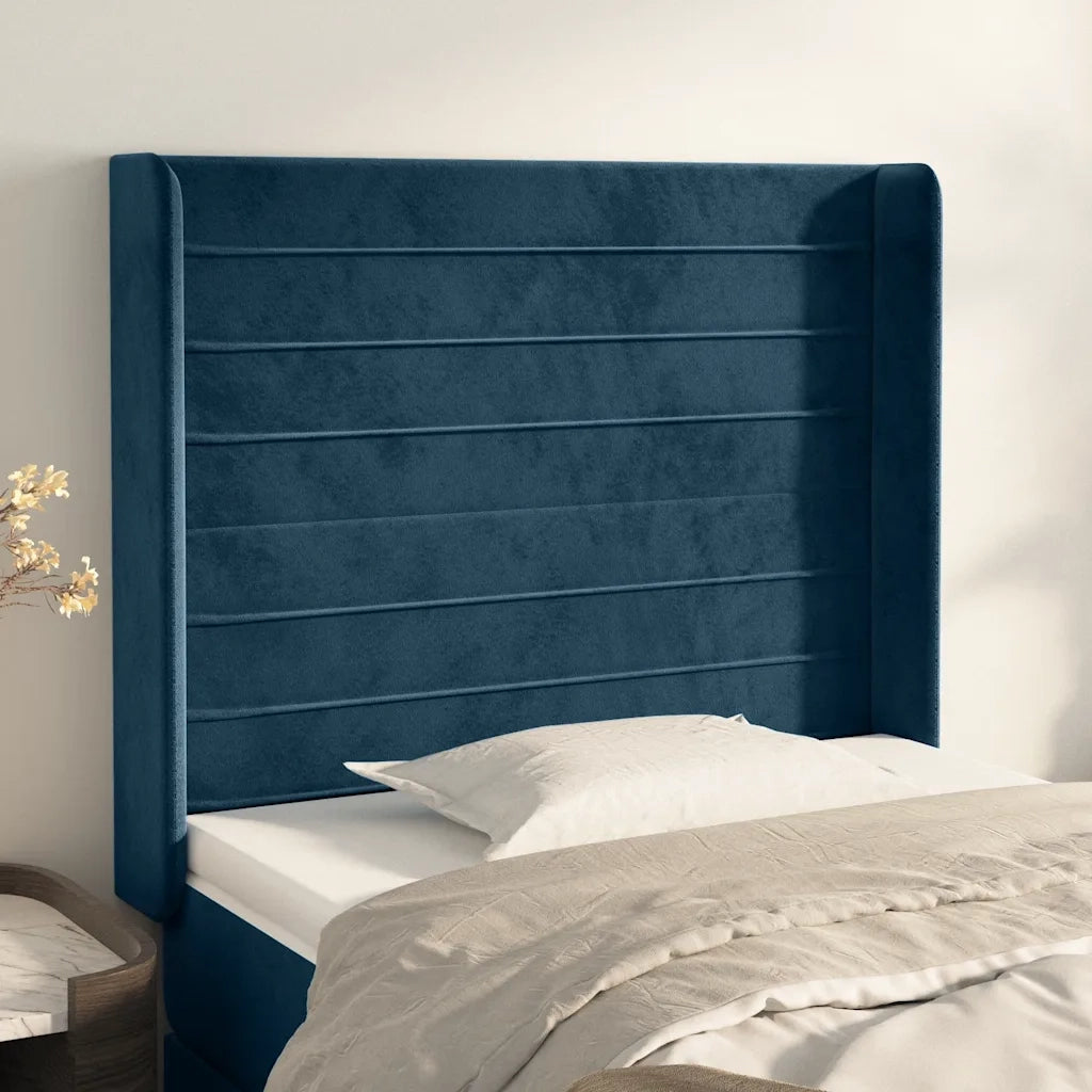 Testiera ad Orecchio Blu Scuro 103x16x118/128 cm in Velluto