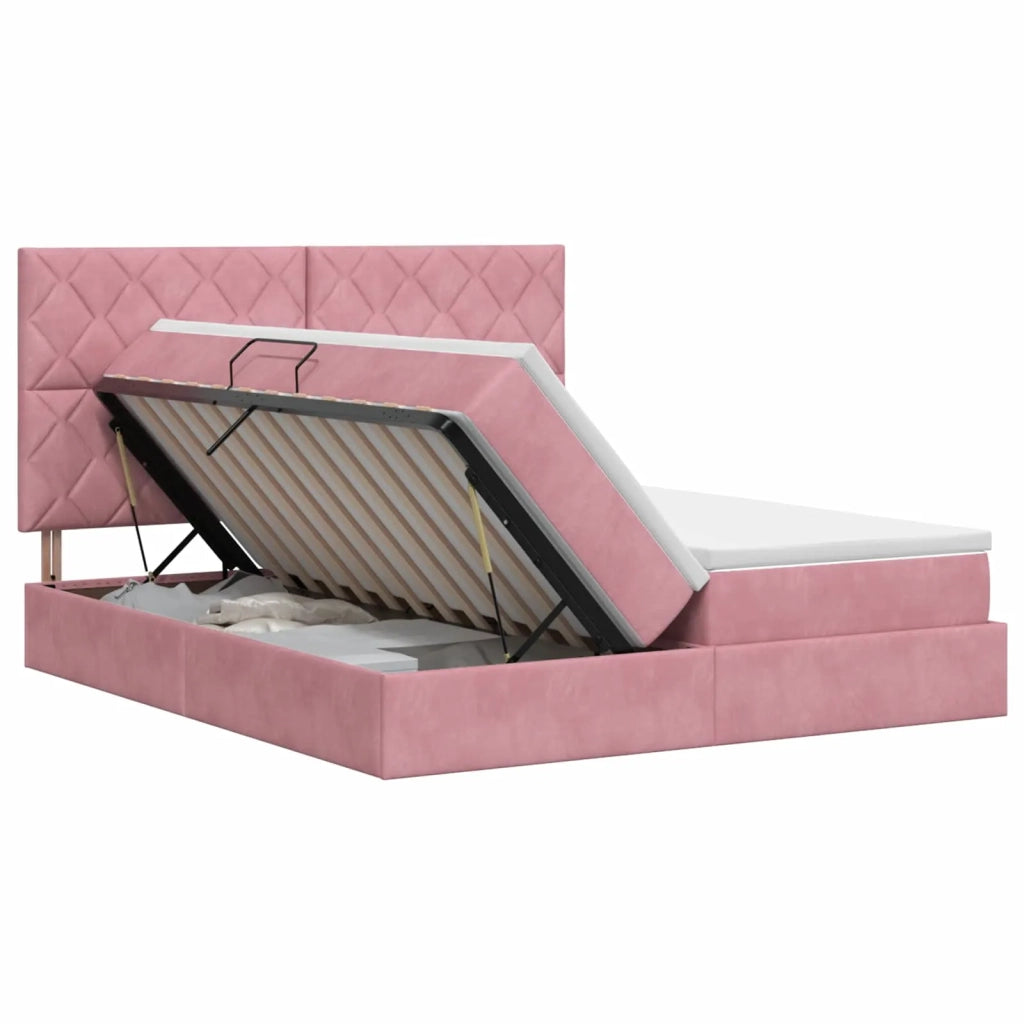 Letto con Contenitore con testiera Rosa 180 x 200 cm Velluto 3459842