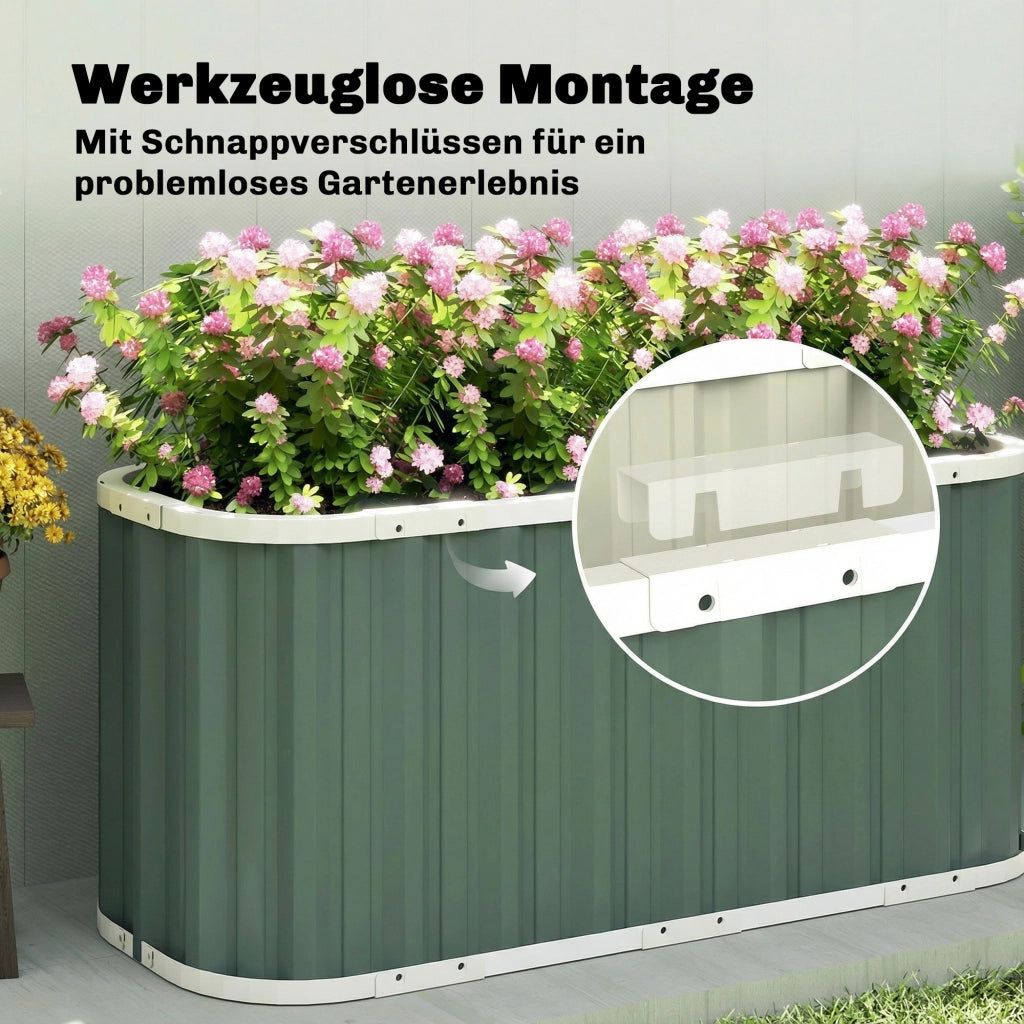 Letto rialzato in metallo da giardino ¨C Xylo ¨C 136x53x61 cm con bordi protettivi ed etichette piante