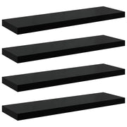 4 pz Scaffali a Parete | Ripiano a parete | Mensole a Parete Nero Lucido 90x23,5x3,8 cm in MDF