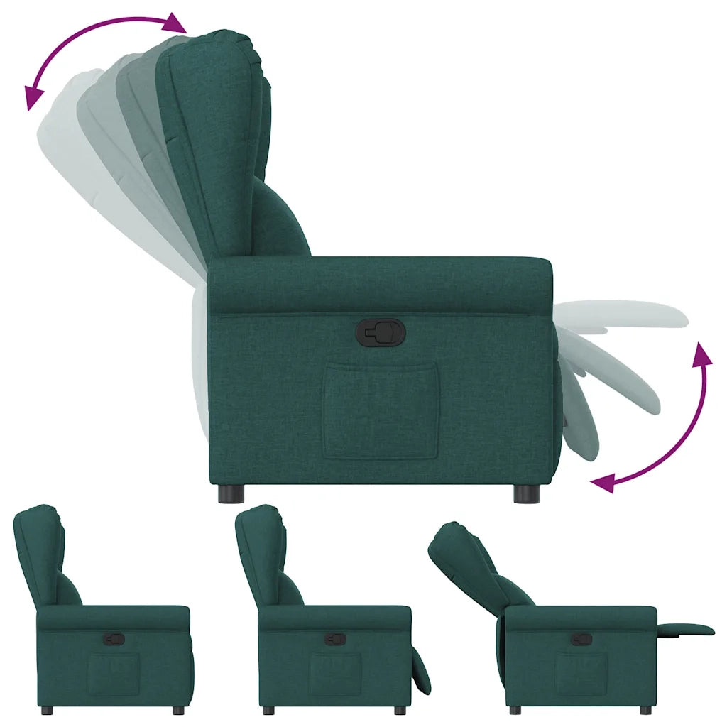 Divano Sedia-Poltrona Reclinabile in Tessuto Verde Scuro 839779