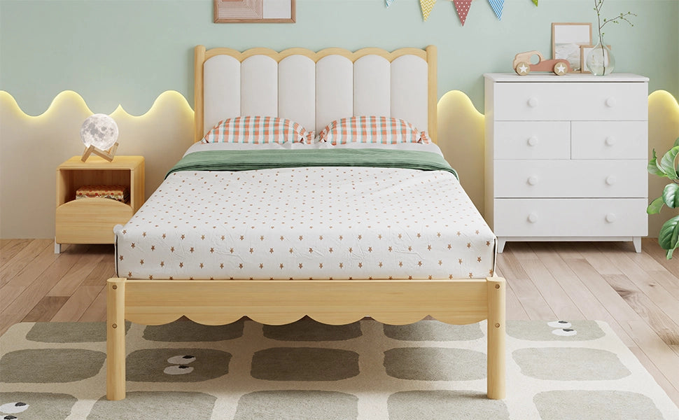 Letto imbottito per bambini 90x200 cm in legno beige