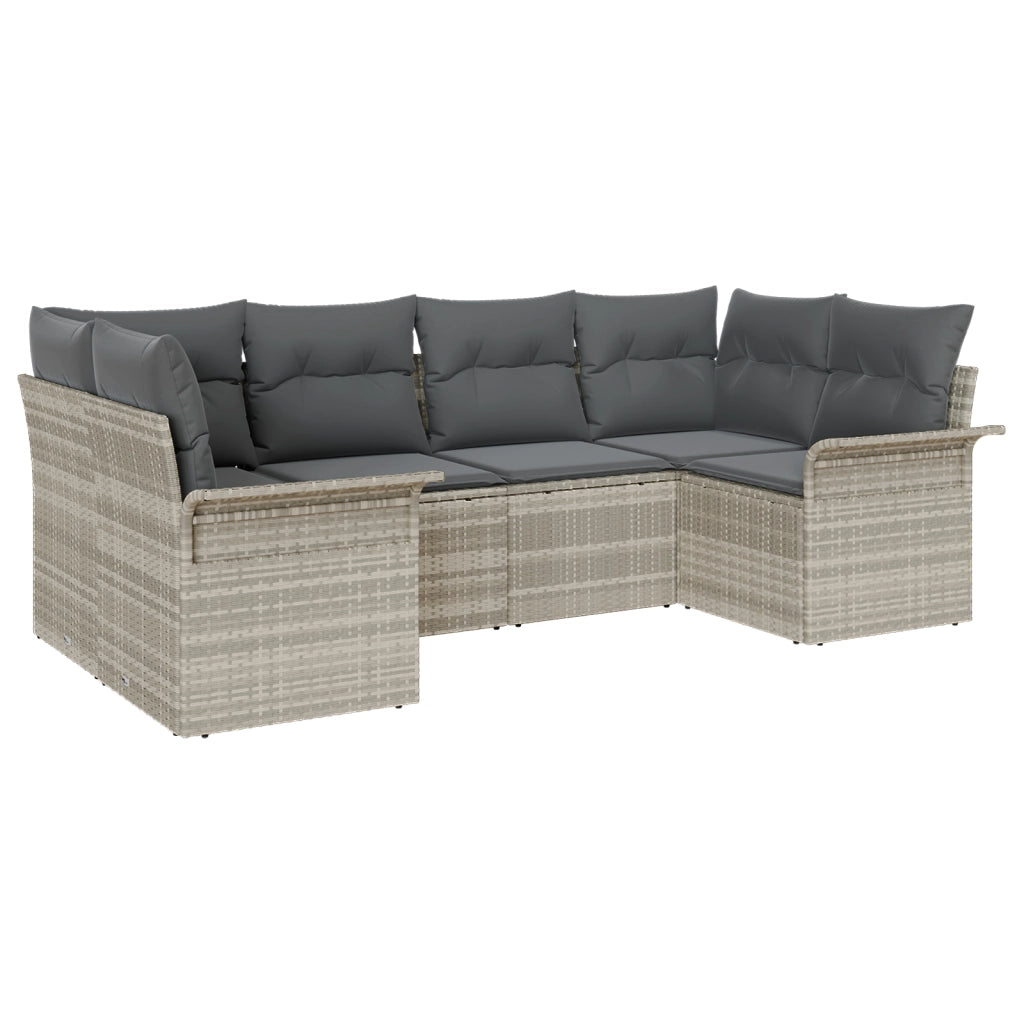 Set di 6 divani da giardino con cuscini in rattan poliestere grigio chiaro