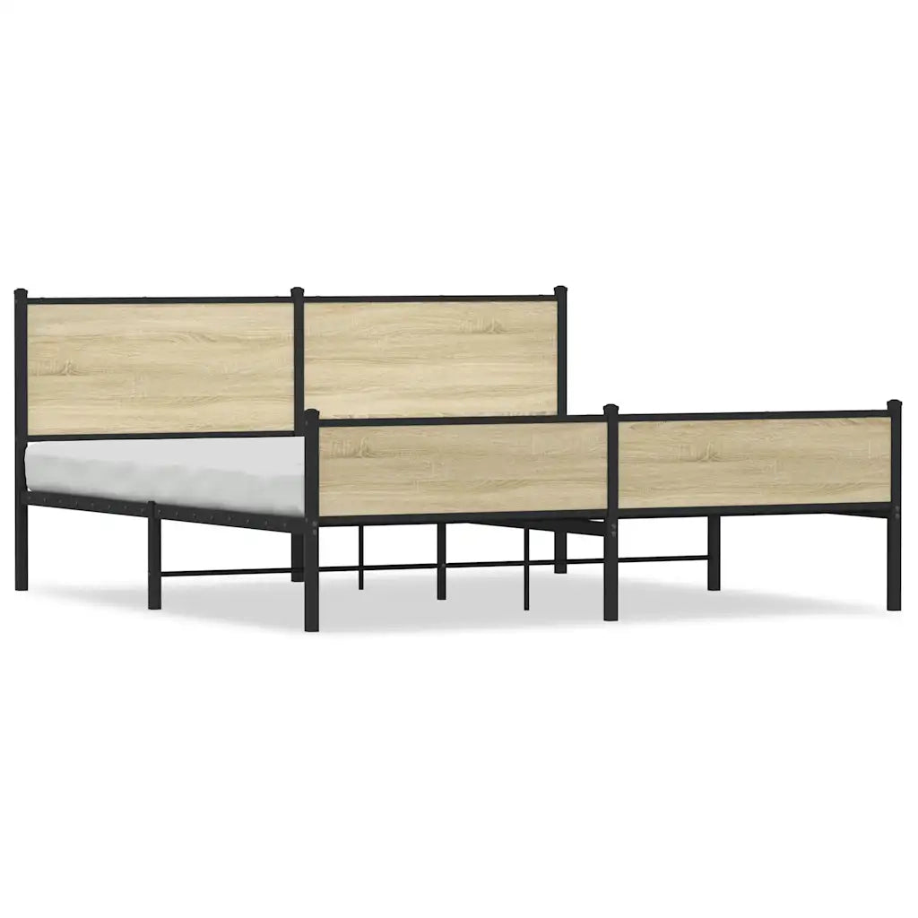 vidaXL Giroletto senza Materaso in Metallo Rovere Sonoma 183x213 cm