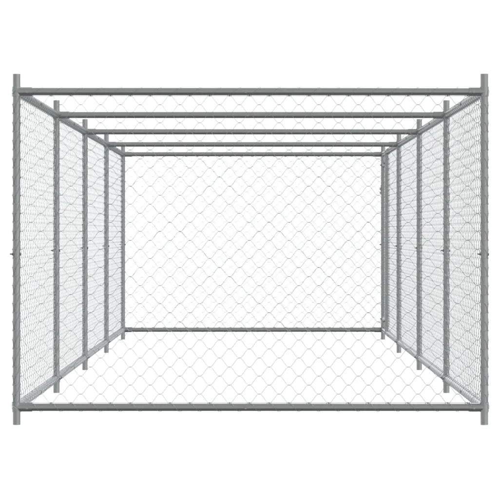 Gabbia per Cani con Porta Grigia 8x2x1,5 m in Acciaio Zincato