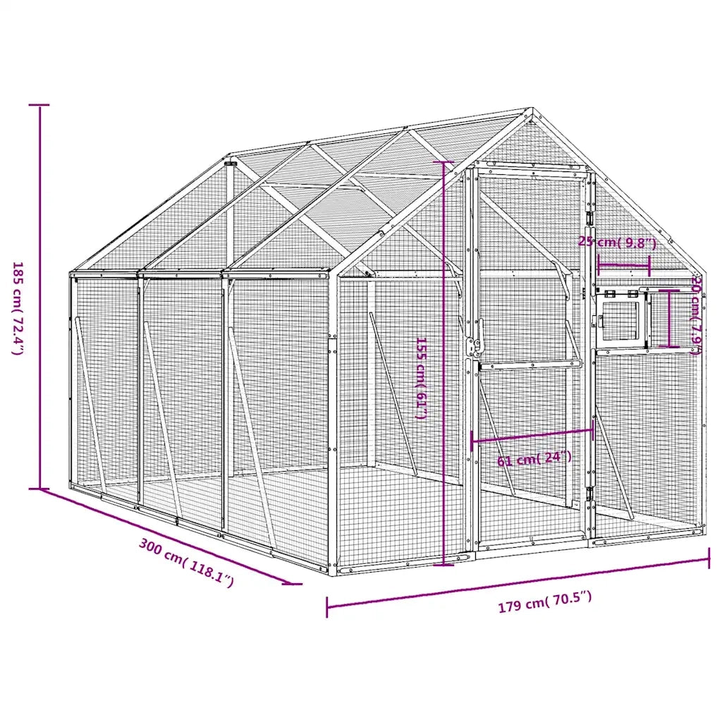 vidaXL Voliera Antracite 1,79x3x1,85 m in Alluminio