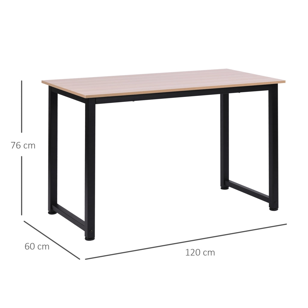 Scrivania in Legno con Cassetto e Gambe Regolabili ¨C Zephmum ¨C Nero e Naturale 120x60x76 cm