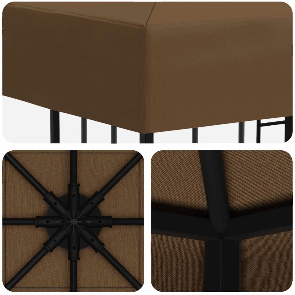 Gazebo 3 x 3 m Tortora Poliestere e Acciaio 190 gsm