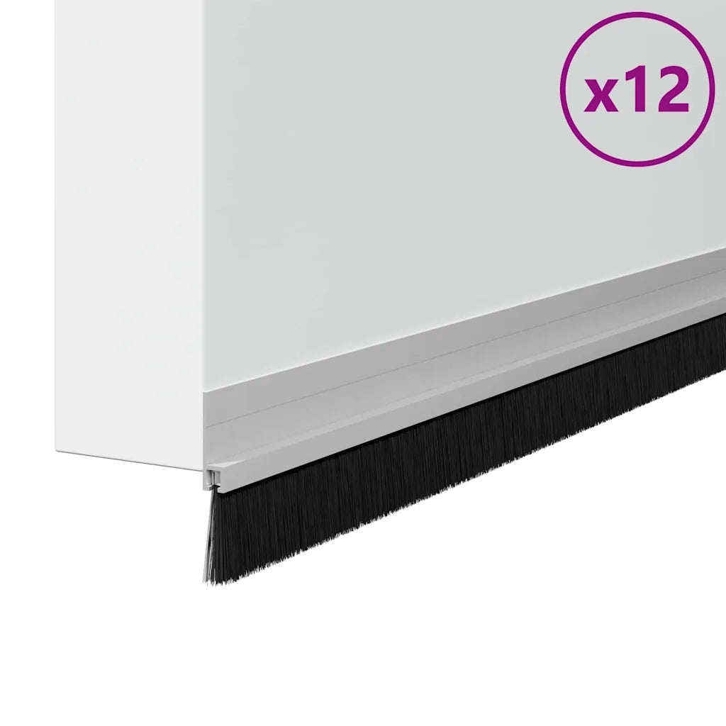 Spazzole per porte autoadesive 12 pcs Argento 100 cm