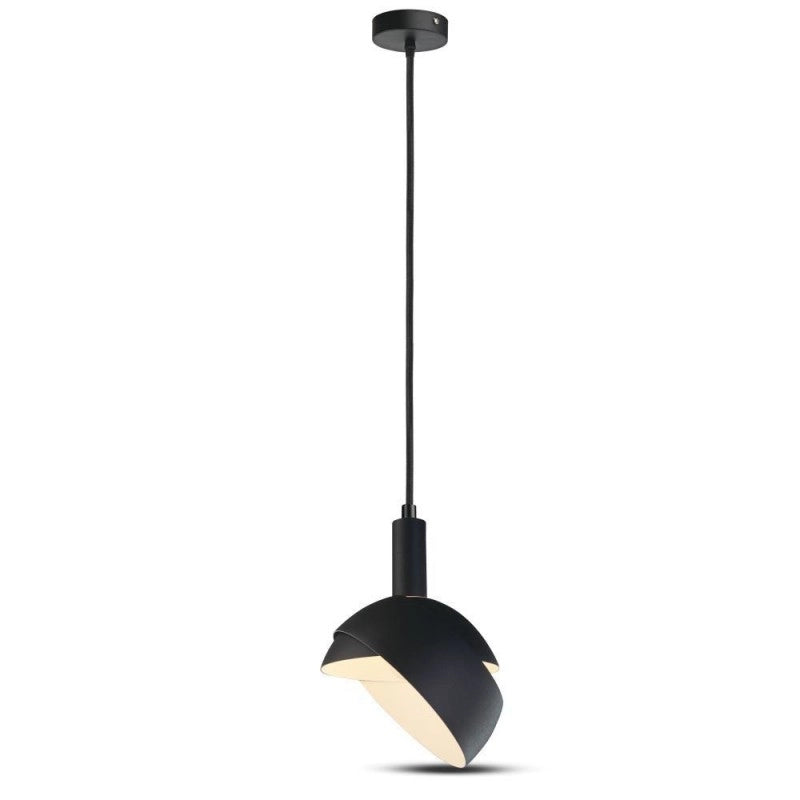 Porta della lampada a sospensione in plastica E14 con tonalitÃ  in alluminio scivolo nero