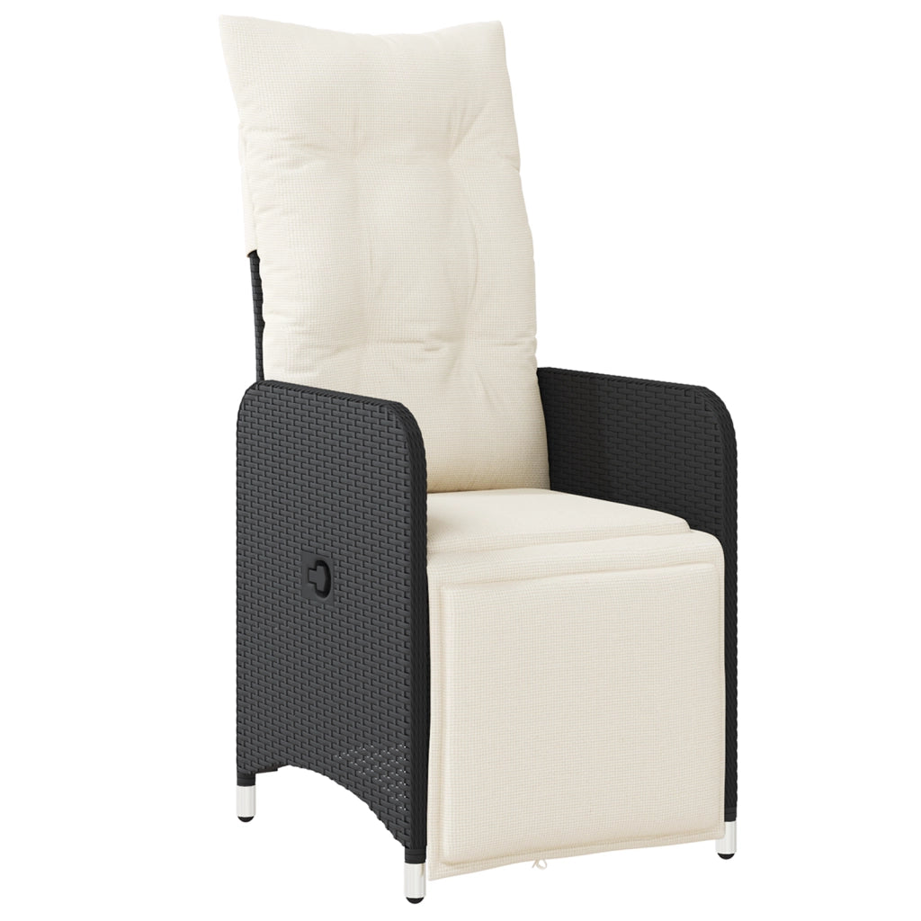 Set da pranzo da giardino 5 pezzi con cuscini neri in polyrattan