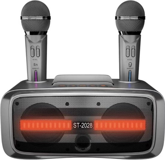 Microfono karaoke per adulti e bambini con 2 microfoni Bluetooth a radiofrequenza 20W diffusore karaoke per TV con luce LED regolabile sensibilità e effetto eco