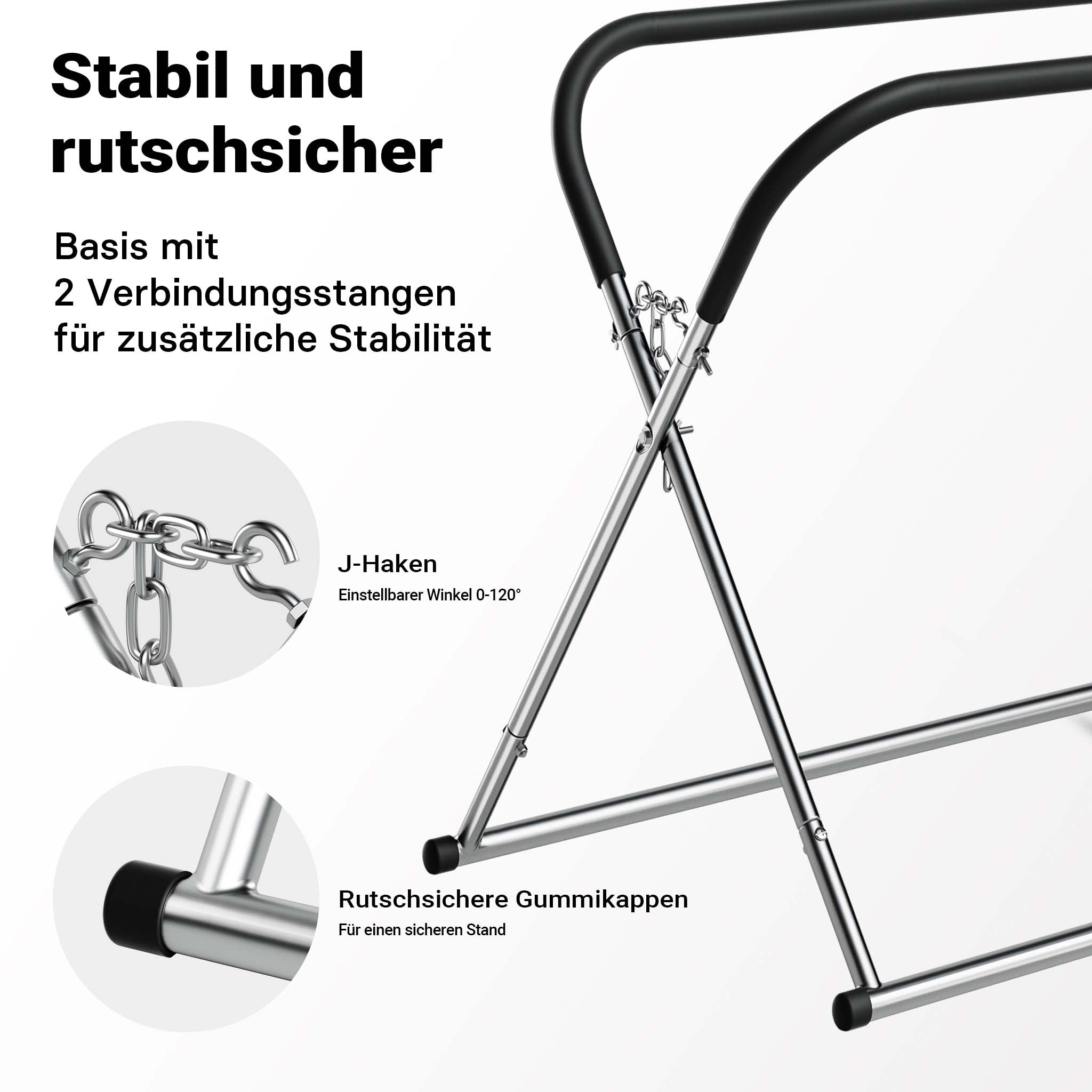 Cavalletto per parabrezza pieghevole regolabile in altezza max 75 kg supporto