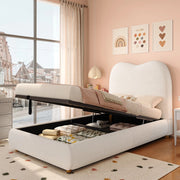 Letto Contenitore Singolo Imbottito ¨C MINIMAL ¨C Boucl¨¦ Beige 90x200 con Rete e Testiera