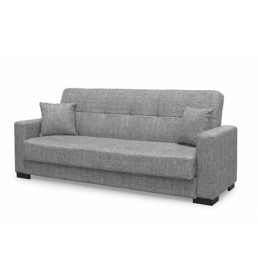 Divano 3 posti funzione letto contenitore NewMalpensa in tessuto grigio 225x88x94h