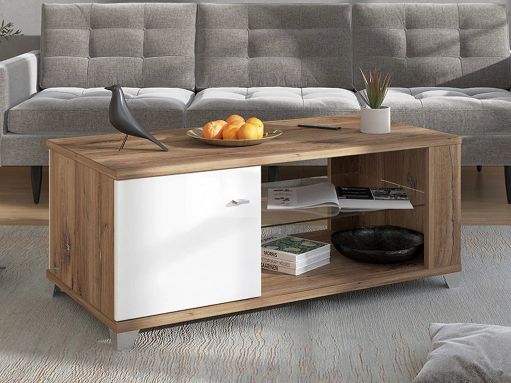 Treiso, Tavolino da Salotto 3 Vani, 118x60x48.5h cm Marrone Noce