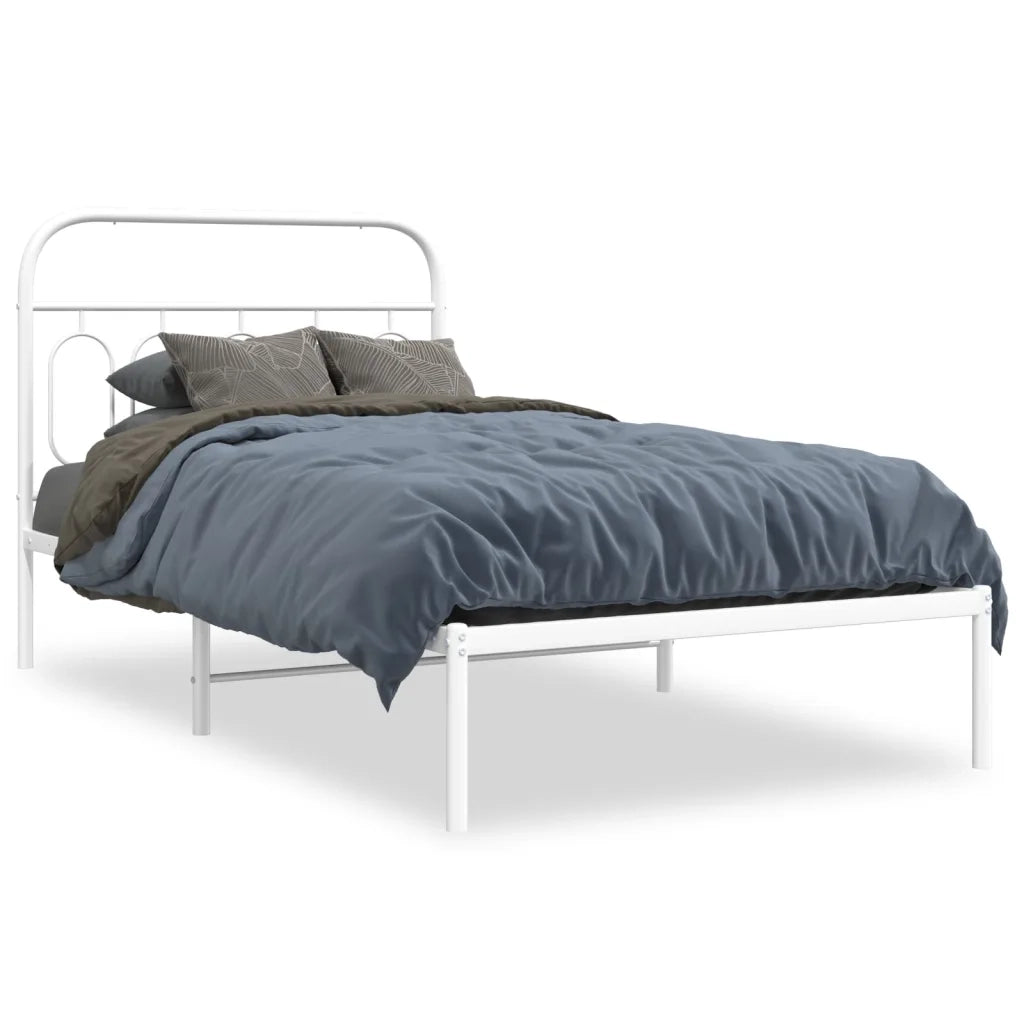 Giroletto con Testiera-Struttura Letto con testiera Metallo Bianco 100x190 cm 153515
