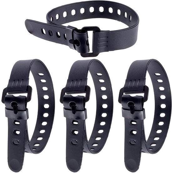 Cinture di sicurezza in gomma per uso multifunzionale - 490 mm - Nero - Cerniera metallica - Adatte per biciclette/campeggio/bagagli - Cinture in gomma