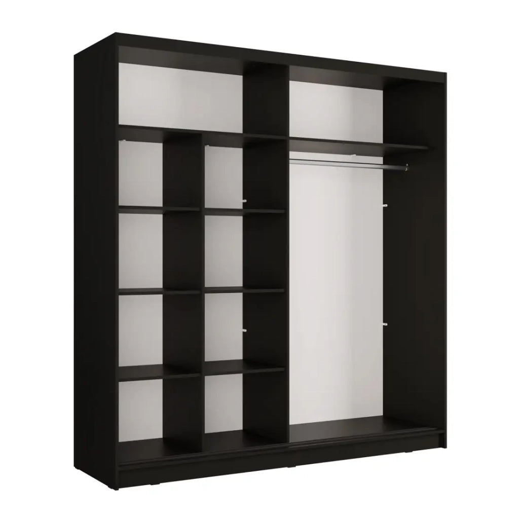 Armadio KAZU a 2 porte scorrevoli con specchio grigio grafite 205 cm
