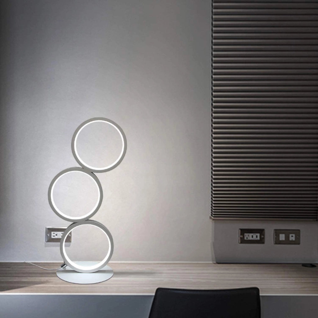 ZMH Lampada da tavolo LED moderna anello alluminio notte decorativa per comodino camera letto