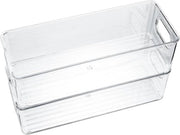 Organizzatore per frigorifero - Set di 2 contenitori trasparenti con maniglia per cucina, cosmetici, materiali da ufficio