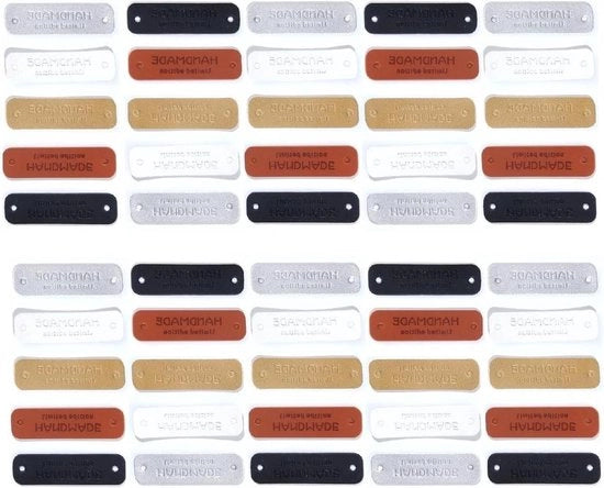 Etichette personalizzate in pelle artigianale 50 pezzi - Etichette per abbigliamento personalizzate