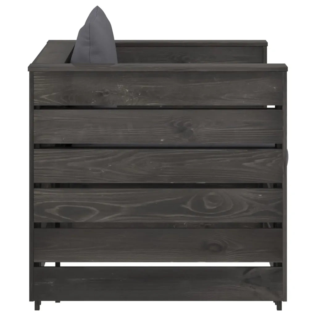 Set Salotto da Giardino 2pz | Set di Mobili da Esterno con Cuscini Legno Impregnato Grigio