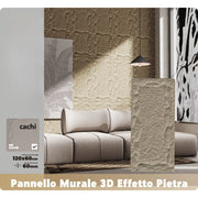 Trade Shop - Pannello Murale 3d Effetto Pietra Cachi 120x60 Cm Rivestimento Parete -