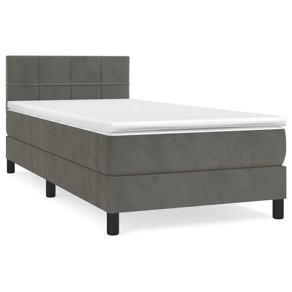 Giroletto a Molle con Materasso Grigio Scuro 100x200 cm Vellutocod mxl 75683