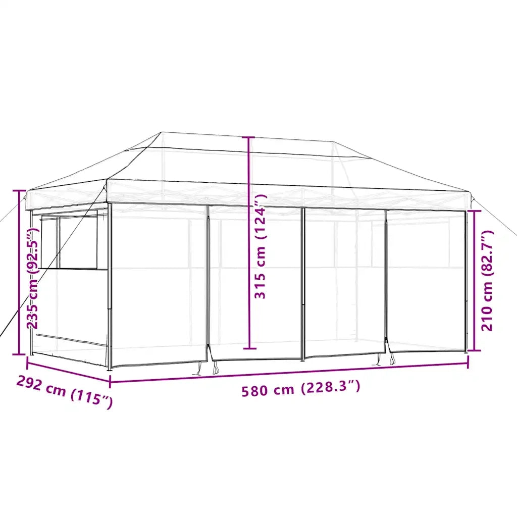 Tendone per Feste Pieghevole Pop-Up con 4 Pareti Nero 4004958