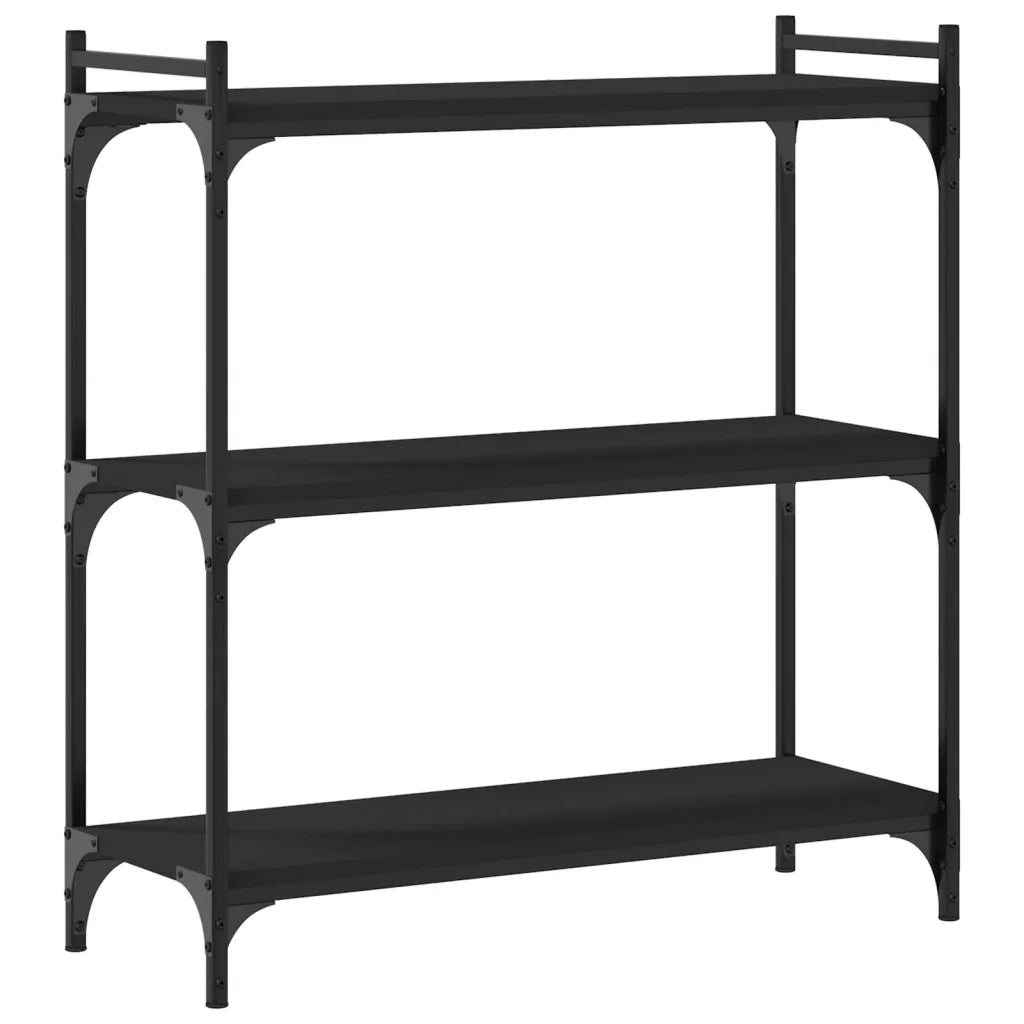 Libreria a 3 Ripiani Nera 80x30x86 cm in Legno Multistratocod mxl 132495