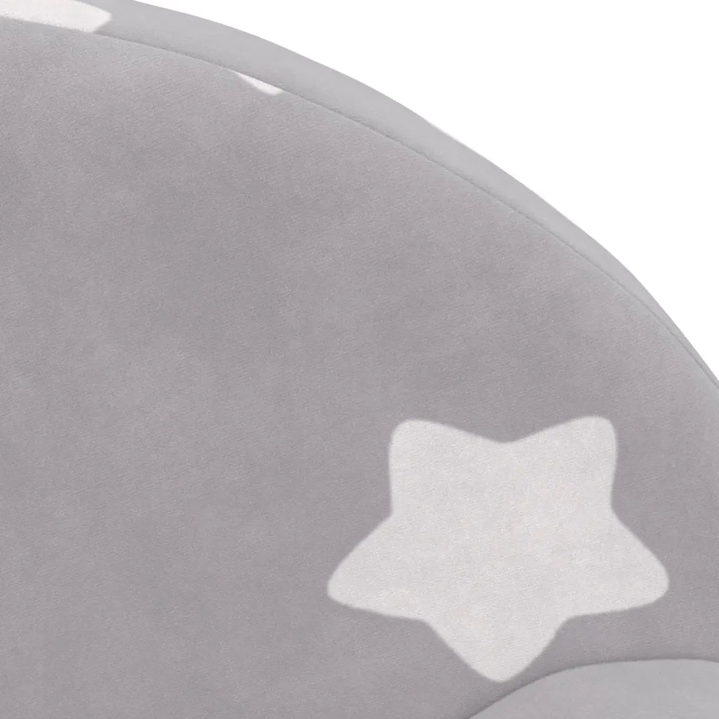 Divano per Bambini-Sofa-Divanetto Grigio Chiaro con Stelle in Morbido Peluche 111756