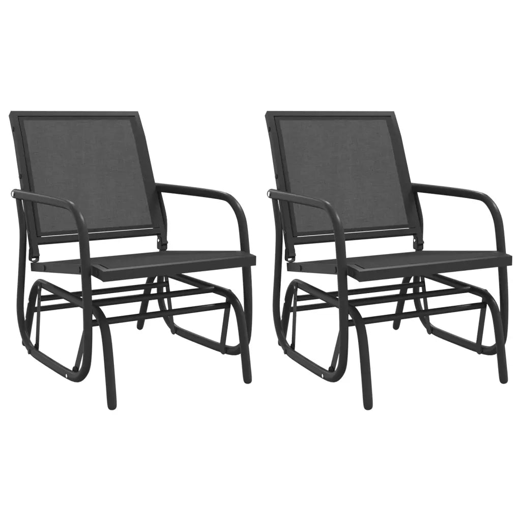 Sedie a Dondolo Giardino 2pz Nere 61x76x87 Textilene e Acciaio 362712