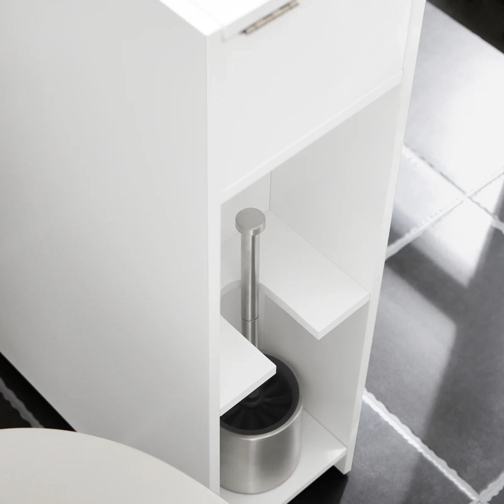 Carrellino Salvaspazio Mensola Nicchia 20cm Con Ruote Organizzatore Bagno Mobiletto Bagno Mobile Porta Carta Igienica Bianco 20x60x75cm BZR111-W SoBuy