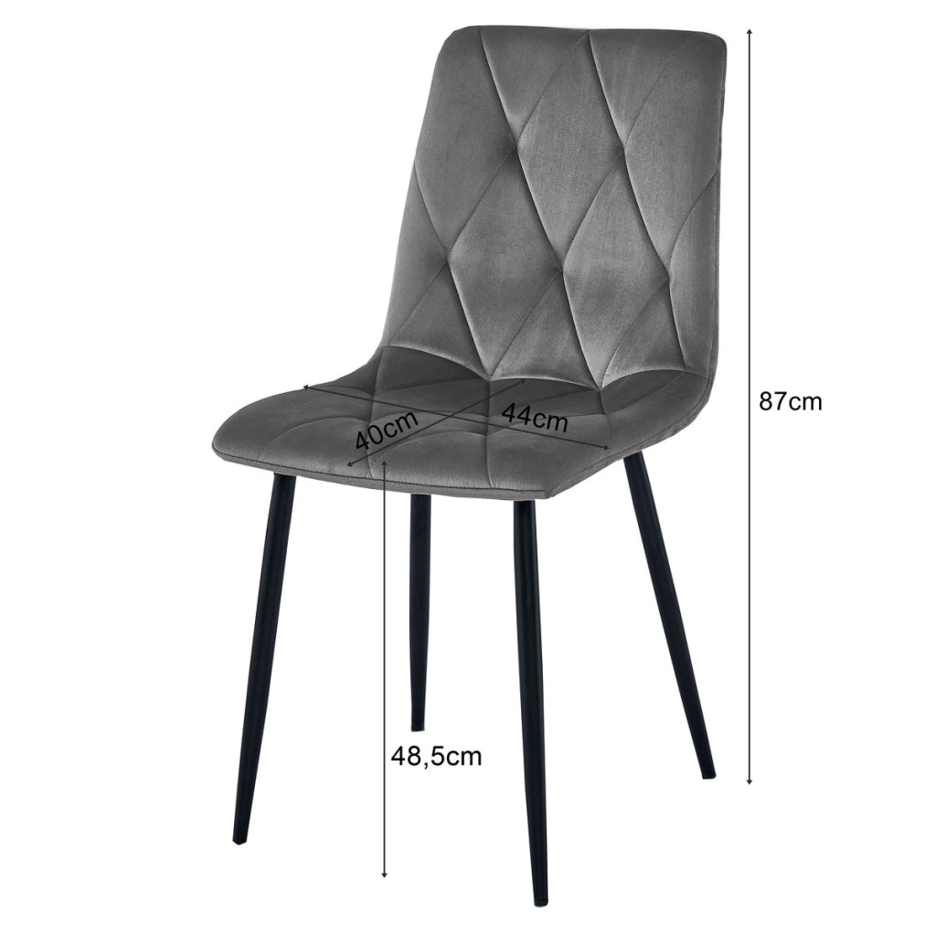 Set di 4 Sedie Libra Beige con Gambe in Metallo Nero