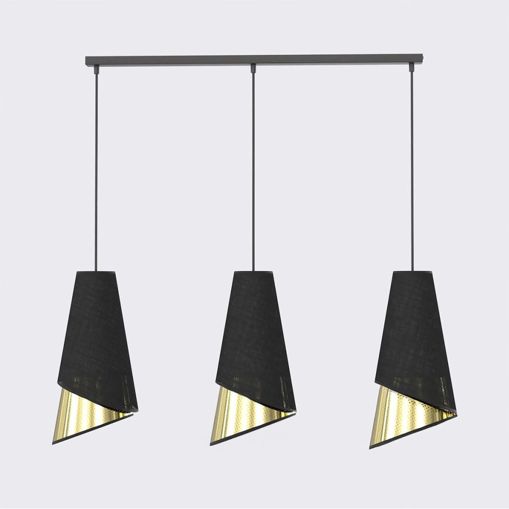 Lampada a sospensione MODA in acciaio nero e oro