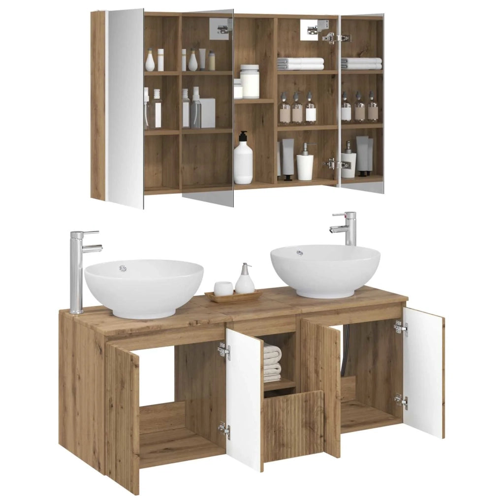 Set di Armadi da Bagno 4 pcs Rovere Artigianale 3406510