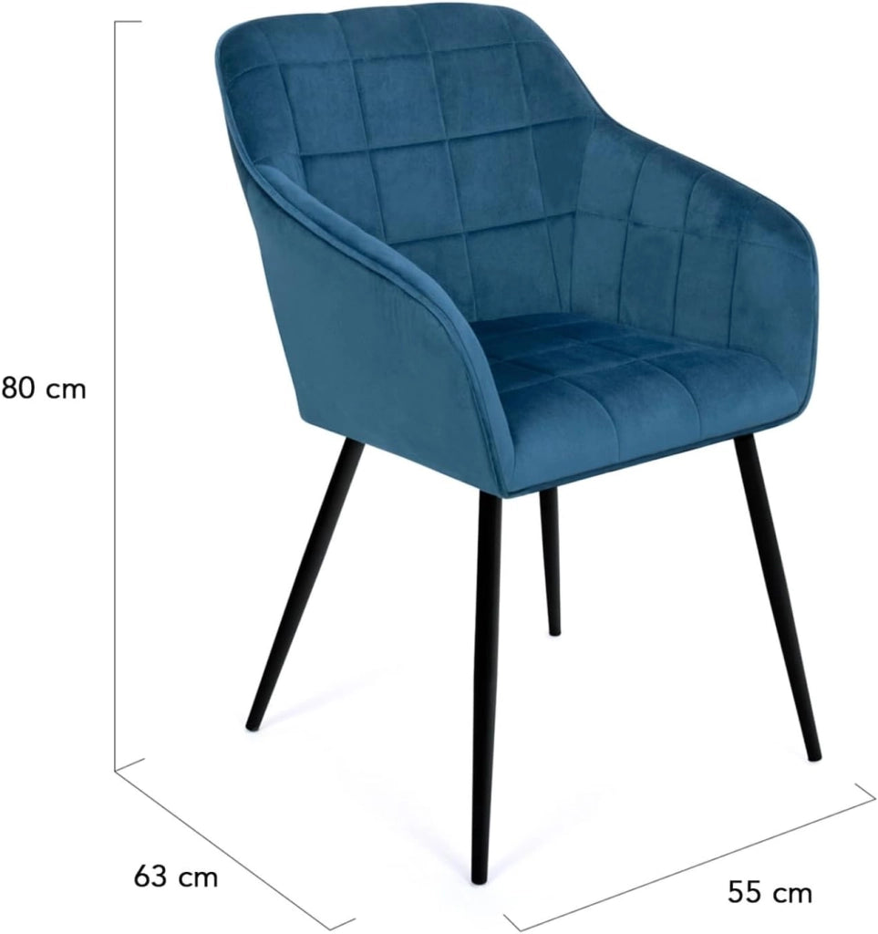 Set di 2 sedie in velluto blu con braccioli MADY