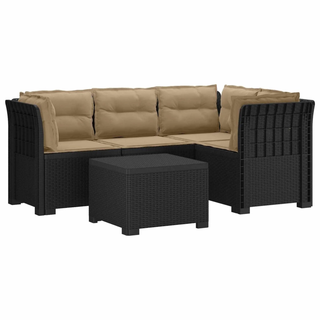 Divano da giardino 4 posti con cuscini aspetto rattan PP 3444016
