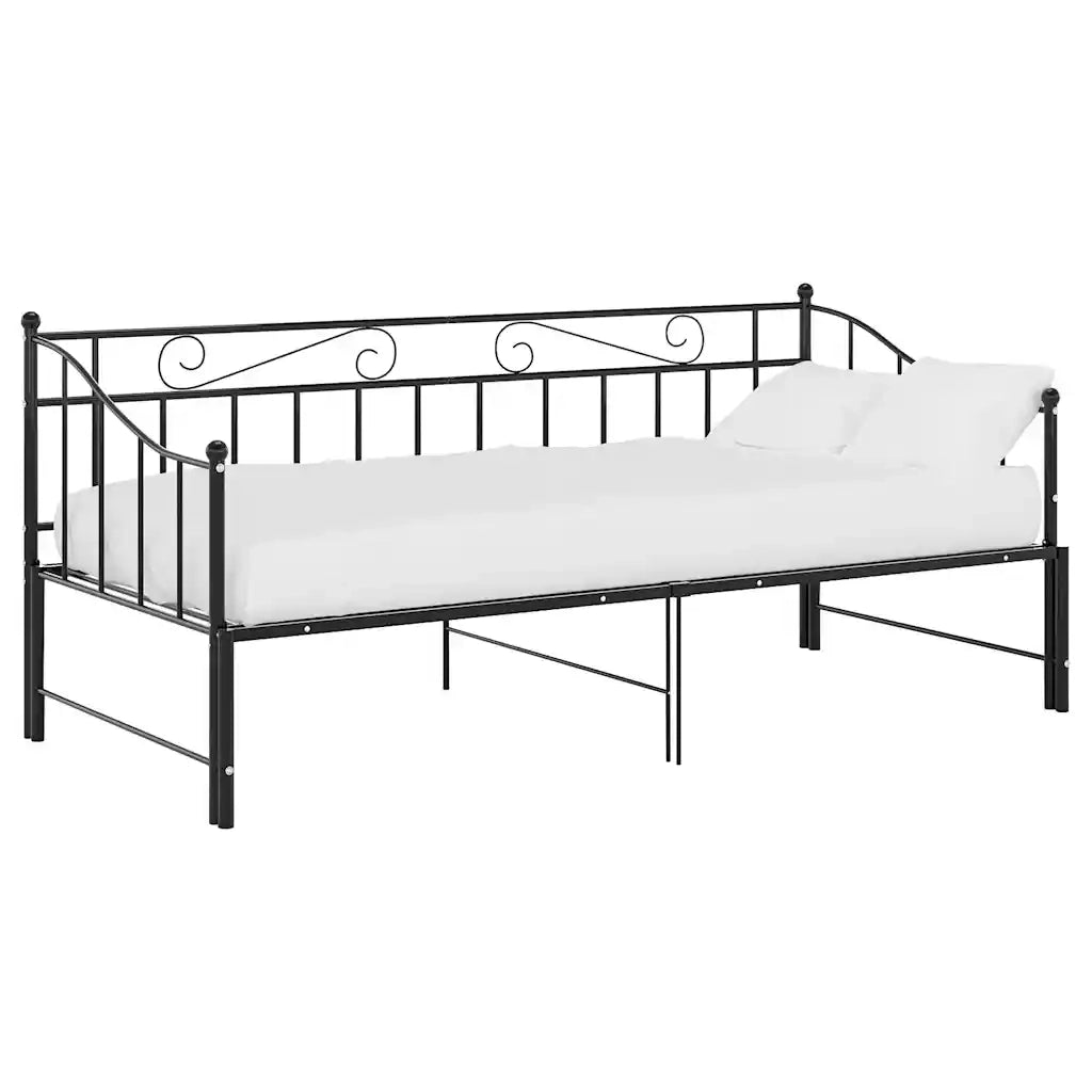 Telaio Divano Letto Estraibile Nero in Metallo 90x200 cm 324776