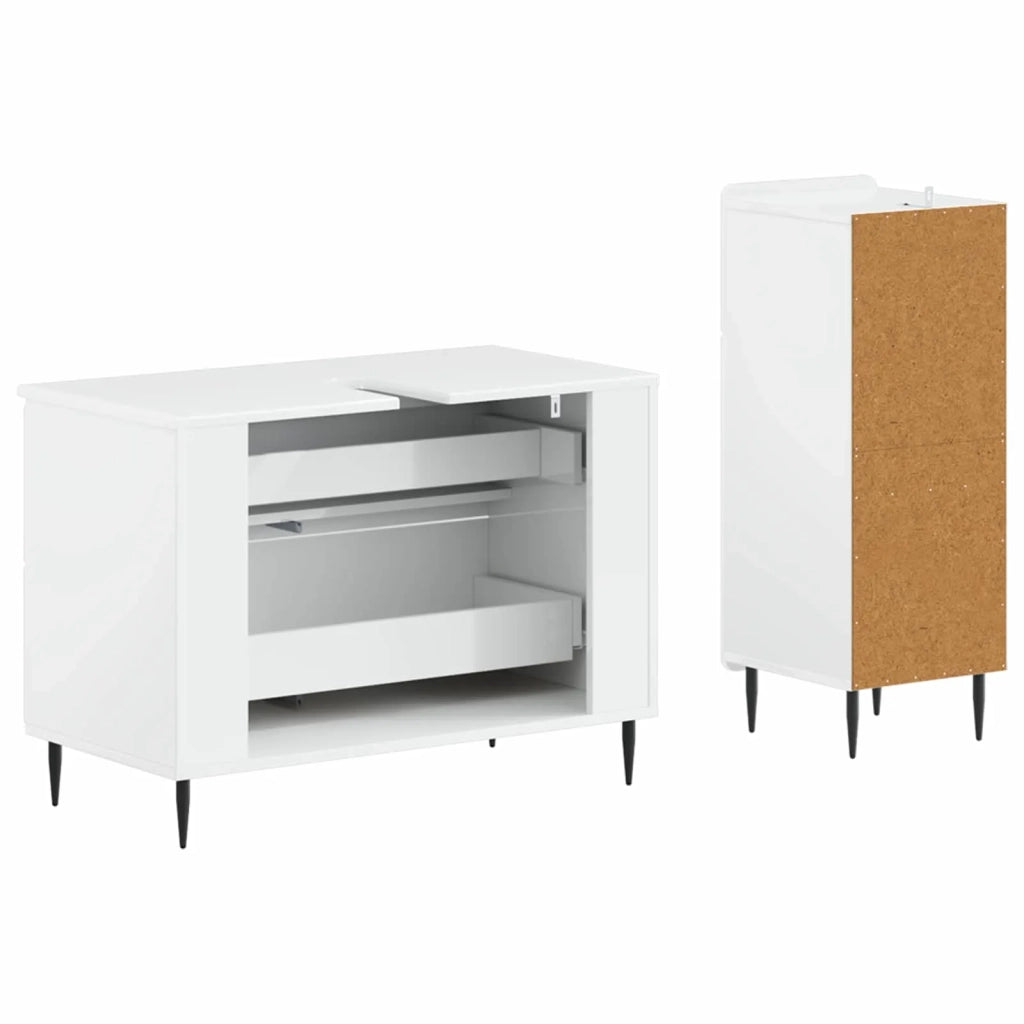 Set di Armadi da Bagno da 2 Pezzi ZWOLLE Bianco Lucido 3417679