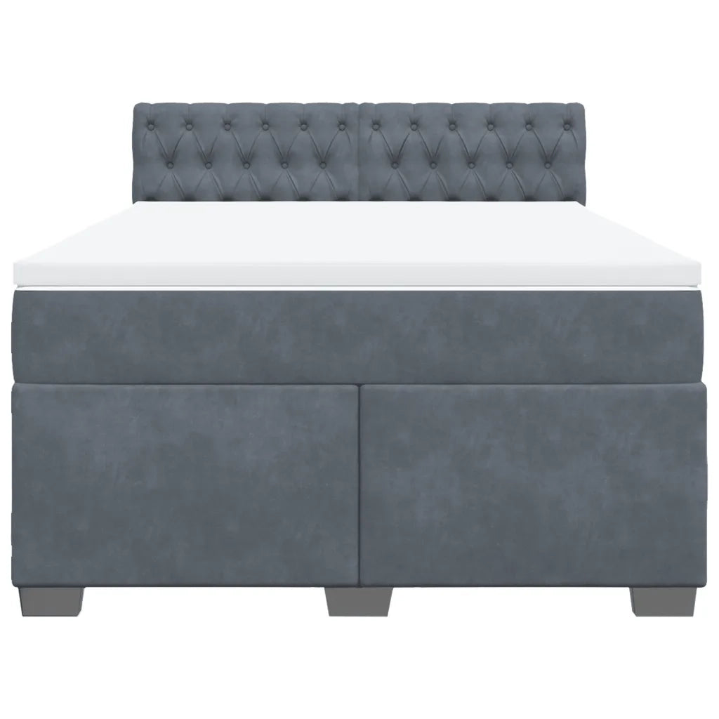 Giroletto a Molle con Materasso Grigio Scuro 140x190 cm Velluto
