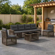 Set Divano da Giardino 7 pz Grigio e Grigio Scuro polyrattan 3436772