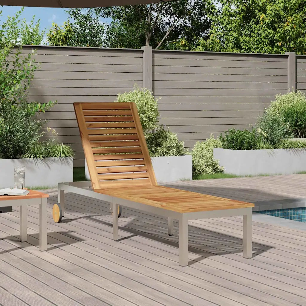 vidaXL Lettino da sole 1-persona Marrone Legno massello di acacia