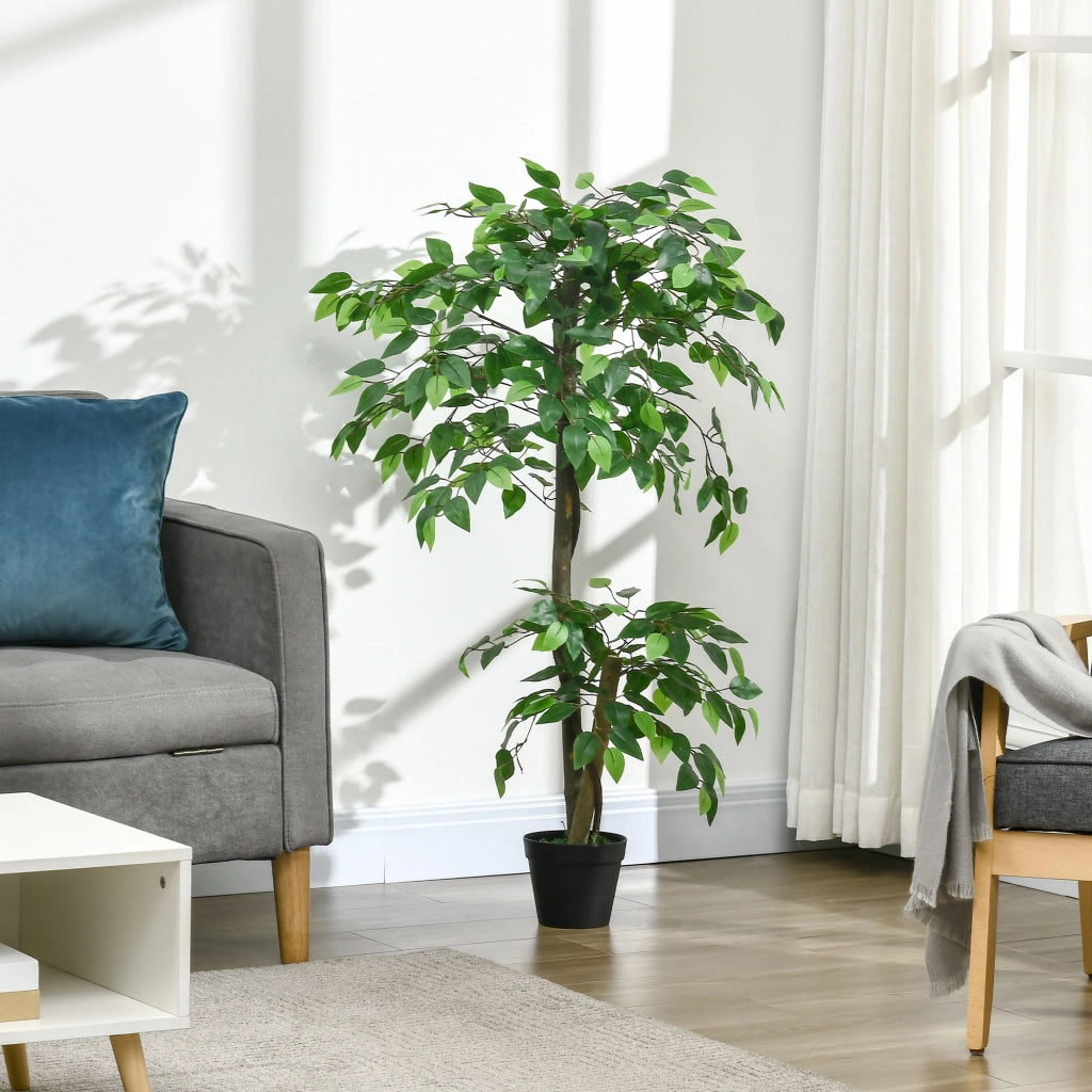 Ficus Artificiale Pianta Decorativa ¨C zephmum ¨C 120 cm Verde Realistico con Vaso