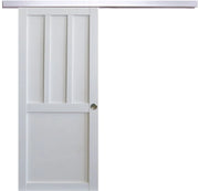 Porta scorrevole Officina 2 pannelli bianchi, larghezza 83 + Rail Alluminio  + 2 gusci installati