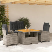 Set da Pranzo da Giardino 4 pz con Cuscini in Polyrattan Grigio 3277404