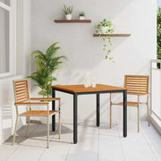 Set da Pranzo per Giardino 3 pcs Beige e Marrone polyrattan